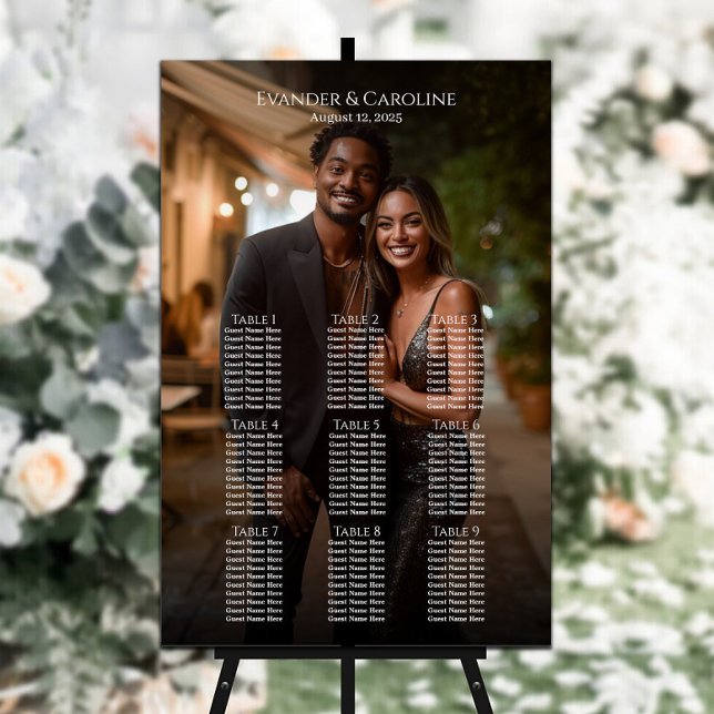 Elegant foto-bröllop-sittdiagram 9 bord poster (Skapare uppladdad)