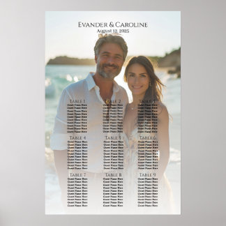 Elegant foto-bröllop-sittdiagram 9 bord poster