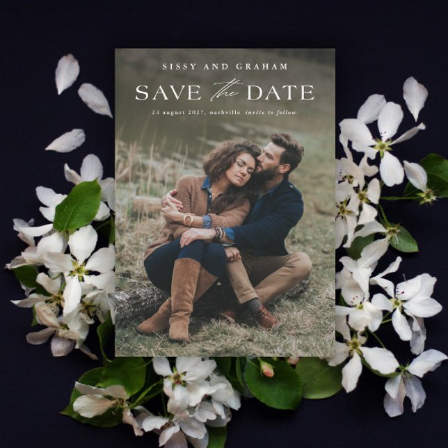 Elegant Foto Bröllop Spara Datum Magnetisk Kort (Elegant Photo Wedding Save the Date Magnetic Card.)