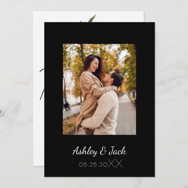  Elegant Foto Bröllop Tack för inbjudan (Fram/baksida)