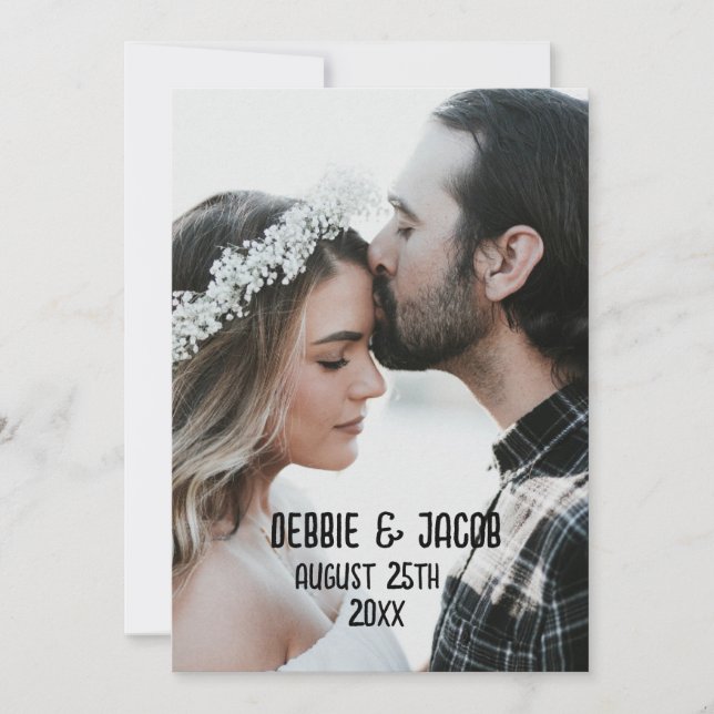 ELEGANT FOTO ENKEL WEDING INVICATION INBJUDNINGAR (Framsida)