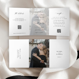 Elegant foto enkla bröllops-RSVP-detaljer QR-kod