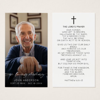 Elegant foto för älskad minne begravning bön visitkort