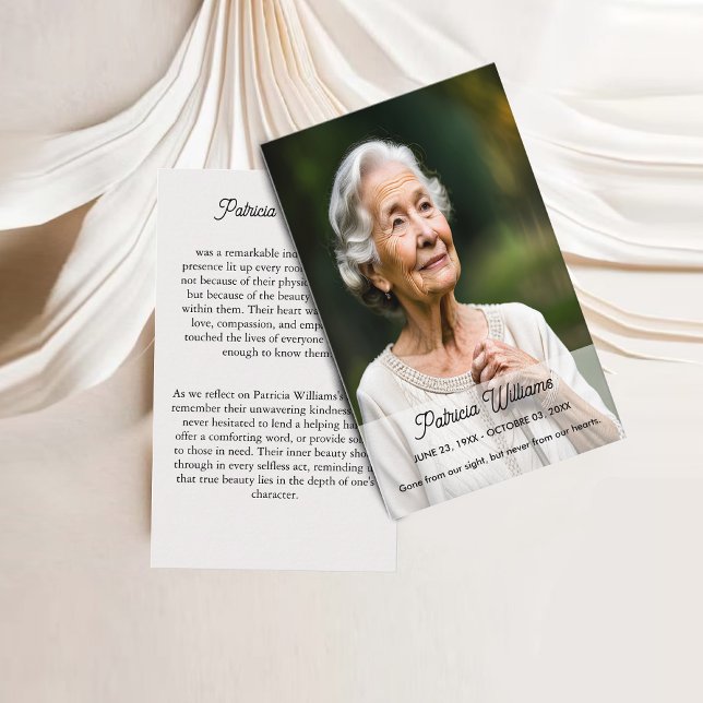 Elegant Foto Funeral Memorial-böner Visitkort (Elegant Photo Funeral Memorial prayer cards)