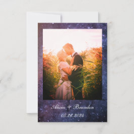 Elegant Foto Galaxy Stars Celestial Text Bröllop Spara Datumet