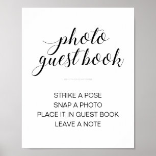 Elegant foto-gästbok vigselskylt poster