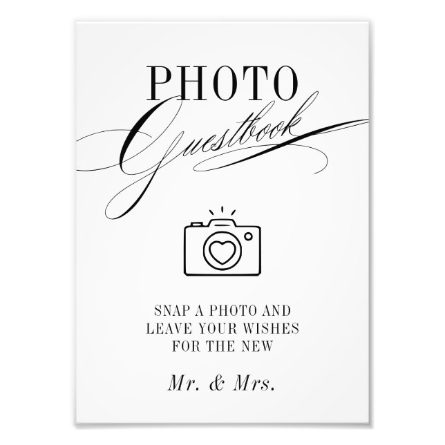 Elegant foto-gästbokssköld  fototryck (Framsidan)