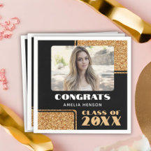 Elegant Foto Gratulerarare Student Guld Glitter