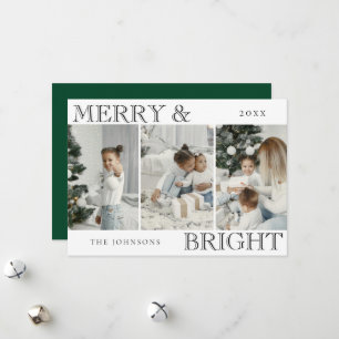 Elegant Foto Grönt Glatt och Ljust Jul Julkort