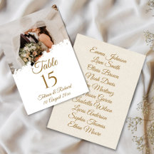Elegant Foto Guld Skrift Bord Nummer Kort