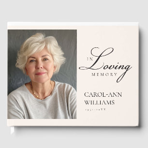 Elegant, foto "In Loving Memory", begravning Gästböcker