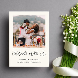 Elegant Foto Kräm Bröllopsmottagning Inbjudan