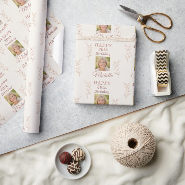 Elegant foto lämnar botanikern vid 80-årsdagen presentpapper (Hantverk)