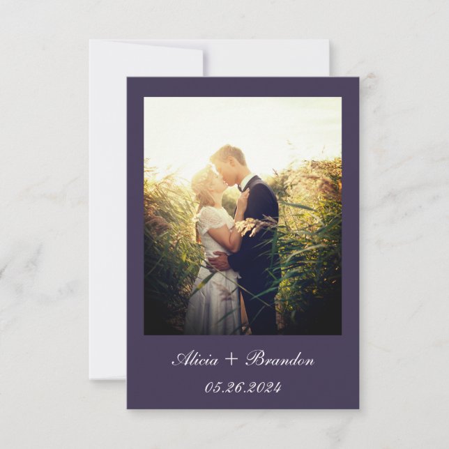 Elegant Foto Lila Lilac Text Bröllop Spara Datumet (Framsida)