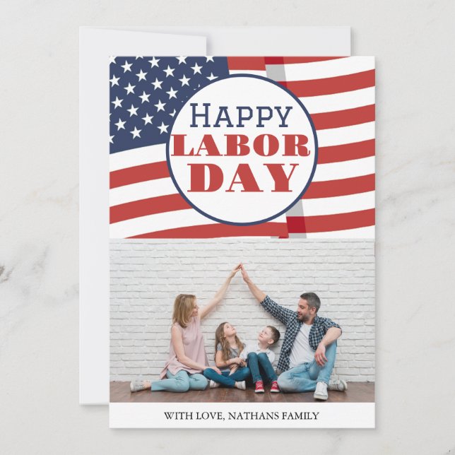 Elegant Foto Lycklig-arbetsdag med USA flagga (Framsida)