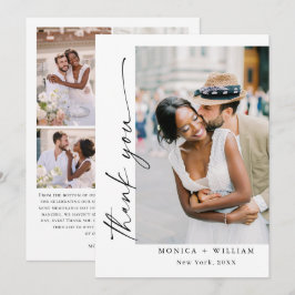 Elegant-foto med minimal handskrift Bröllop 5 Tack Kort