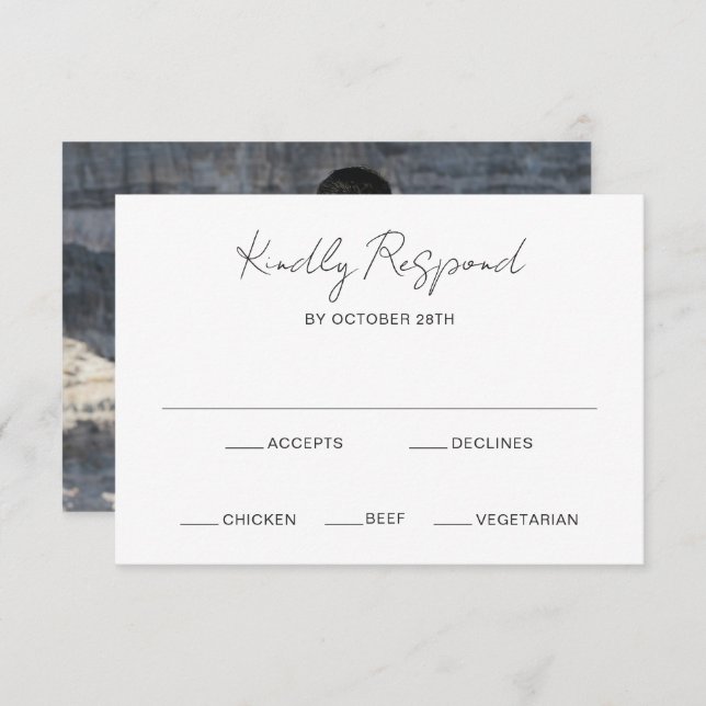 Elegant Foto Modern Bröllop OSA Kort (Fram/baksida)