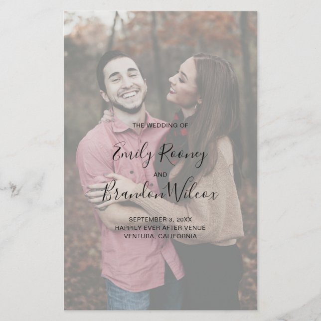 Elegant Foto Modern Bröllopsprogram (Framsida)