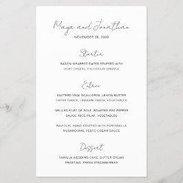 Elegant foto modern budget bröllopsmeny flygblad
