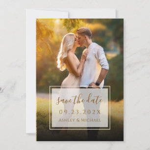 Elegant Foto Modernt Skript Transparent Bröllop Spara Datumet