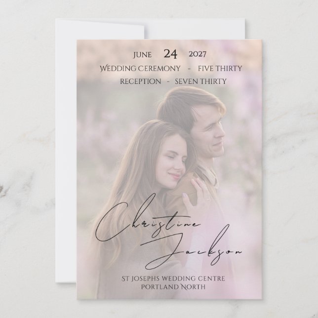 Elegant Foto Modernt Skript Typografi Bröllop Inbjudningar (Framsida)