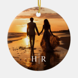Elegant Foto-Monogram Julgransprydnad Keramik