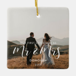 Elegant Foto på vår första jul i bröllop Julgransprydnad Keramik