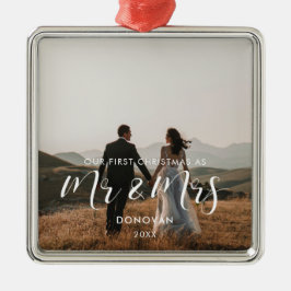 Elegant Foto på vår första jul i bröllop Julgransprydnad Metall