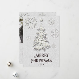 Elegant Foto på vit jul Rhinestones Träd Julkort
