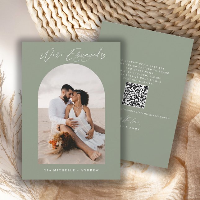 Elegant Foto QR-kod Bröllop Förlovningskungörelse Inbjudningar (Skapare uppladdad)