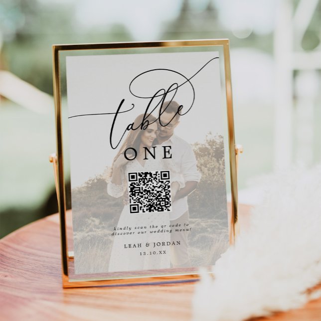 Elegant Foto QR-kod Bröllop-meny Bordsnummer (Skapare uppladdad)