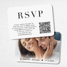 Elegant foto QR-kod Bröllop RSVP Tilläggskort