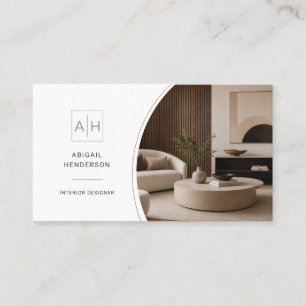 Elegant foto QR-kod för inredningsdesigner Visitkort
