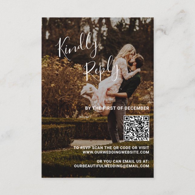 Elegant Foto QR-kod Modern Bröllop OSA Kort (Framsida)