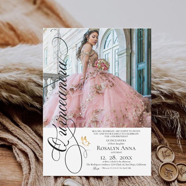Elegant foto Quinceañera  Inbjudningar (Skapare uppladdad)