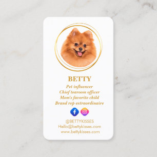 Elegant Foto Rosa Guld Hund Husdjur Sociala Medier Visitkort