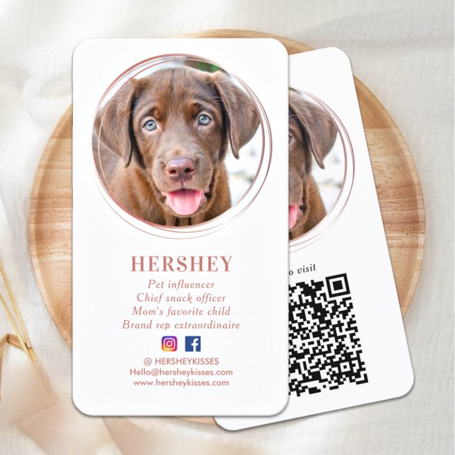 Elegant Foto Rosé Guld Hund Husdjur Sociala Medier Visitkort (Skapare uppladdad)