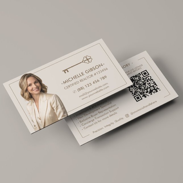 Elegant Foto Sand Fastighetsmäklare Marknadsföring Visitkort (Elegant Photo Sand Realtor Marketing Real Estate Business Card
)