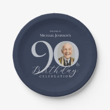 Elegant Foto Silverblå 90-årsfirande
