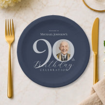 Elegant Foto Silverblå 90-årsfirande