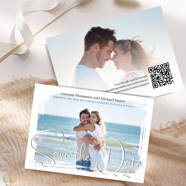 Elegant Foto Spara datumskript Bröllop Datumet (Wedding save the date photo card. )