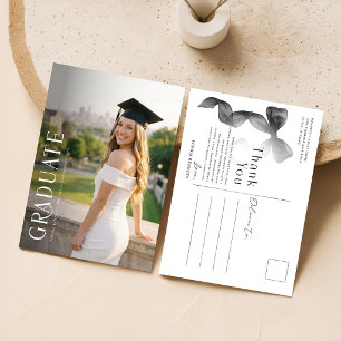 Elegant foto svart rosett examens tack vykort