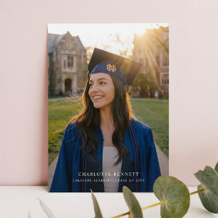 Elegant foto svart rosett examens tack vykort