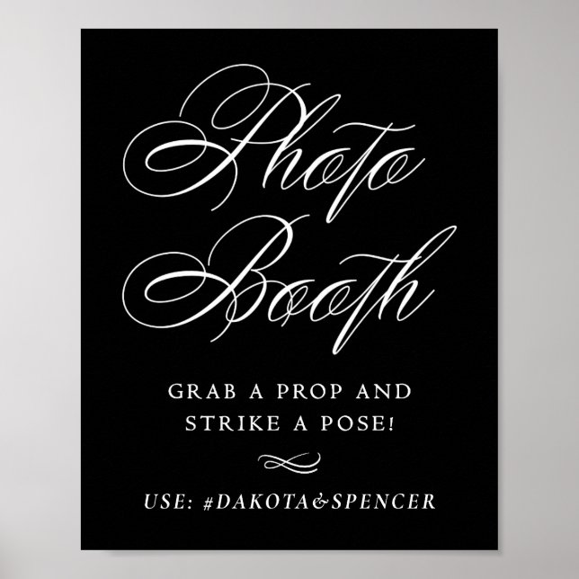 Elegant fotobox - Sätt dig i posering | Vit text Poster (Framsidan)
