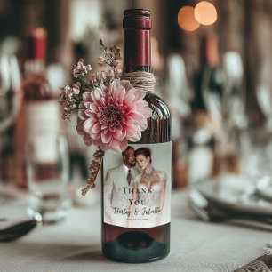 Elegant fotobryllop vinflaska etikett