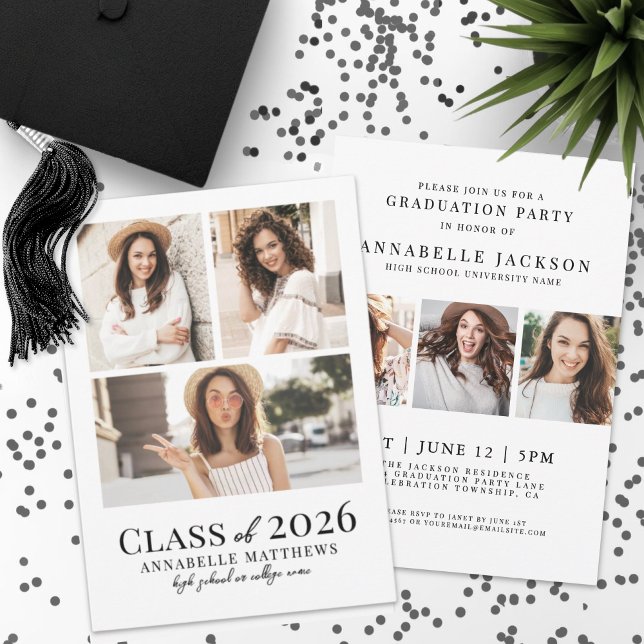 Elegant fotofest efter examen inbjudningar (Elegant Simple Photo Graduation Party Invitation)