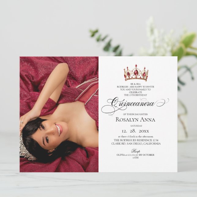 Elegant fotoflicka Quinceañera  Inbjudningar (Stående Fram)