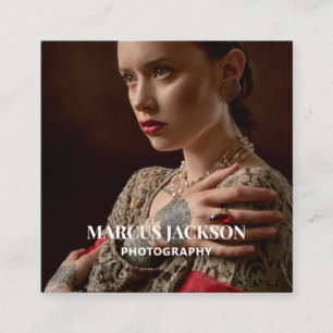 Elegant Fotograf - vit typografi på foto Fyrkantigt Visitkort