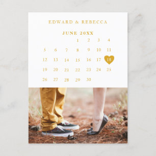 Elegant Fotokalender Guld Bröllop spara datum Meddelande Vykort