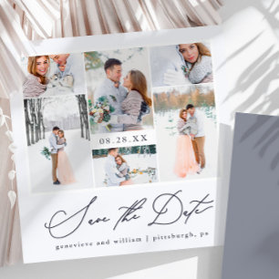 Elegant Fotokollage Calligraphy Save the Date Spara Datumet